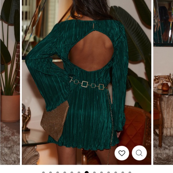 TATE EMERALD PLISSE MINI DRESS - Picture 2 of 4